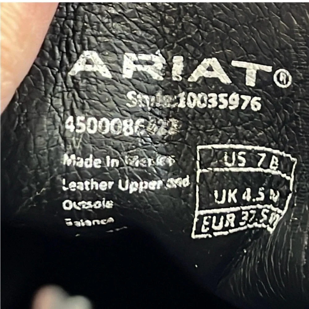 Ariat Dixon R Black Leather Western Ankle Boots Size 7B - Picture 7 of 8